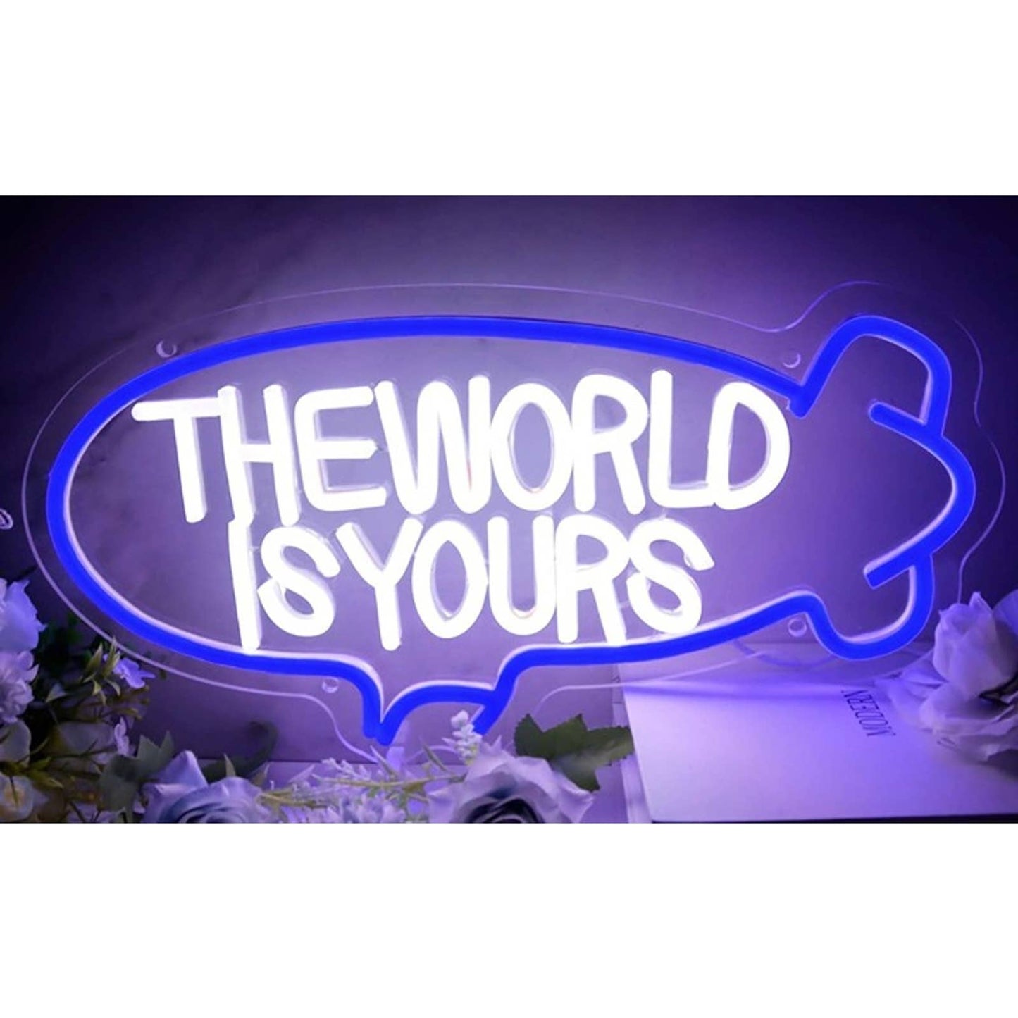 Vivid Bright Blue Blimp “The World Is Yours” LED Night Light Motivation