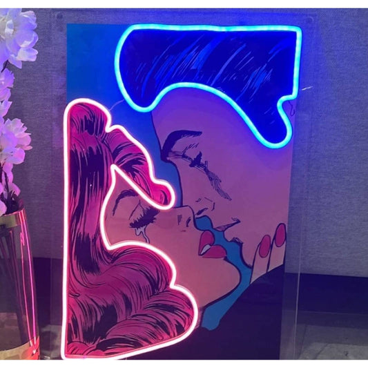 Romantic Bright Pink / Blue Gone With the Wind LED Night Light Room Wall Art Dec