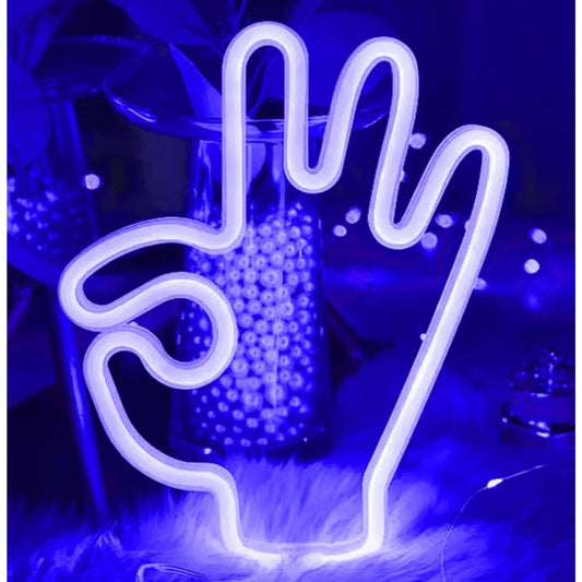 Lovely Bright Blue A-OK Hand LED Night Light Room Wall Decoration