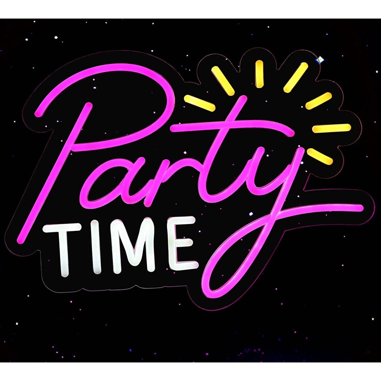 Fun Bright Pink / Yellow Party Time LED Night Light Room Wall Decor