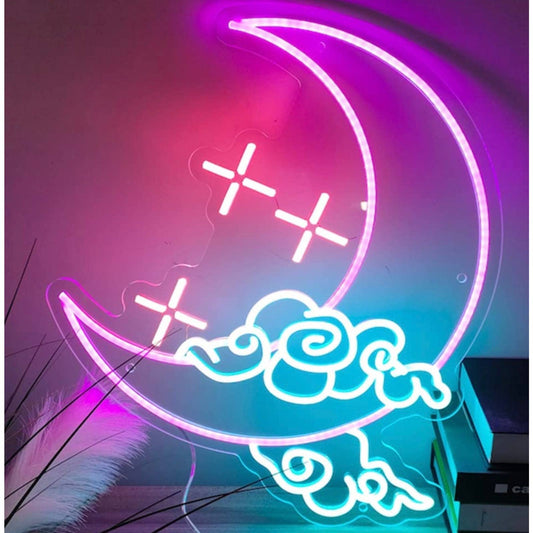 Magical Vivid Bright Moon Star & Clouds LED Night Light Room Wall Decoration