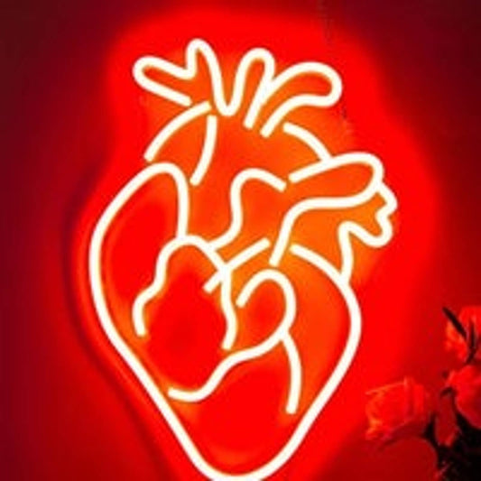 Vivid Bright Red Realistic Heart LED Night Light Sign Room Wall Decoration