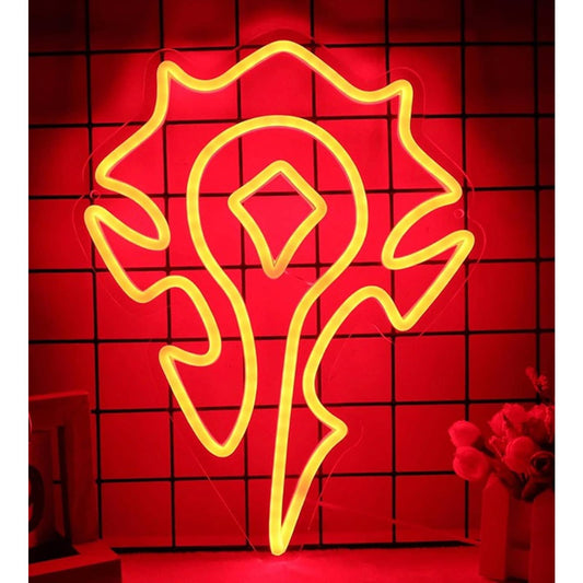 Vivid Bright Red WarCraft Logo LED Night Light Game Room Decor