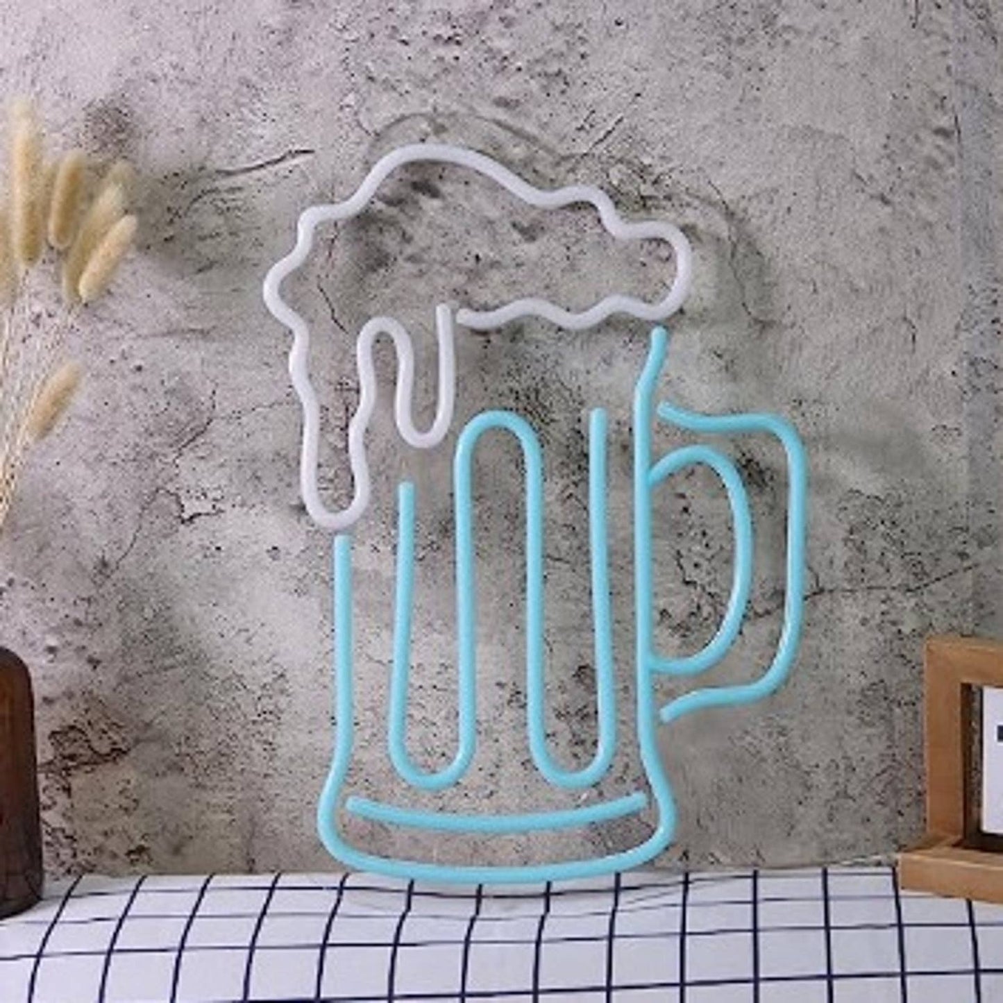 Fun Bright Blue Overflowing Beer LED Night Light Bar Party Room Wall Decor