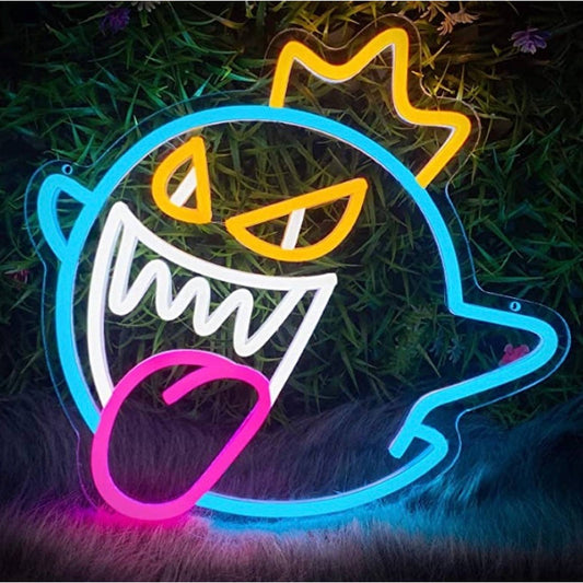 Spooky Crazy Bright Yellow Eyed King Boo Super Mario LED Light Video Game Decor