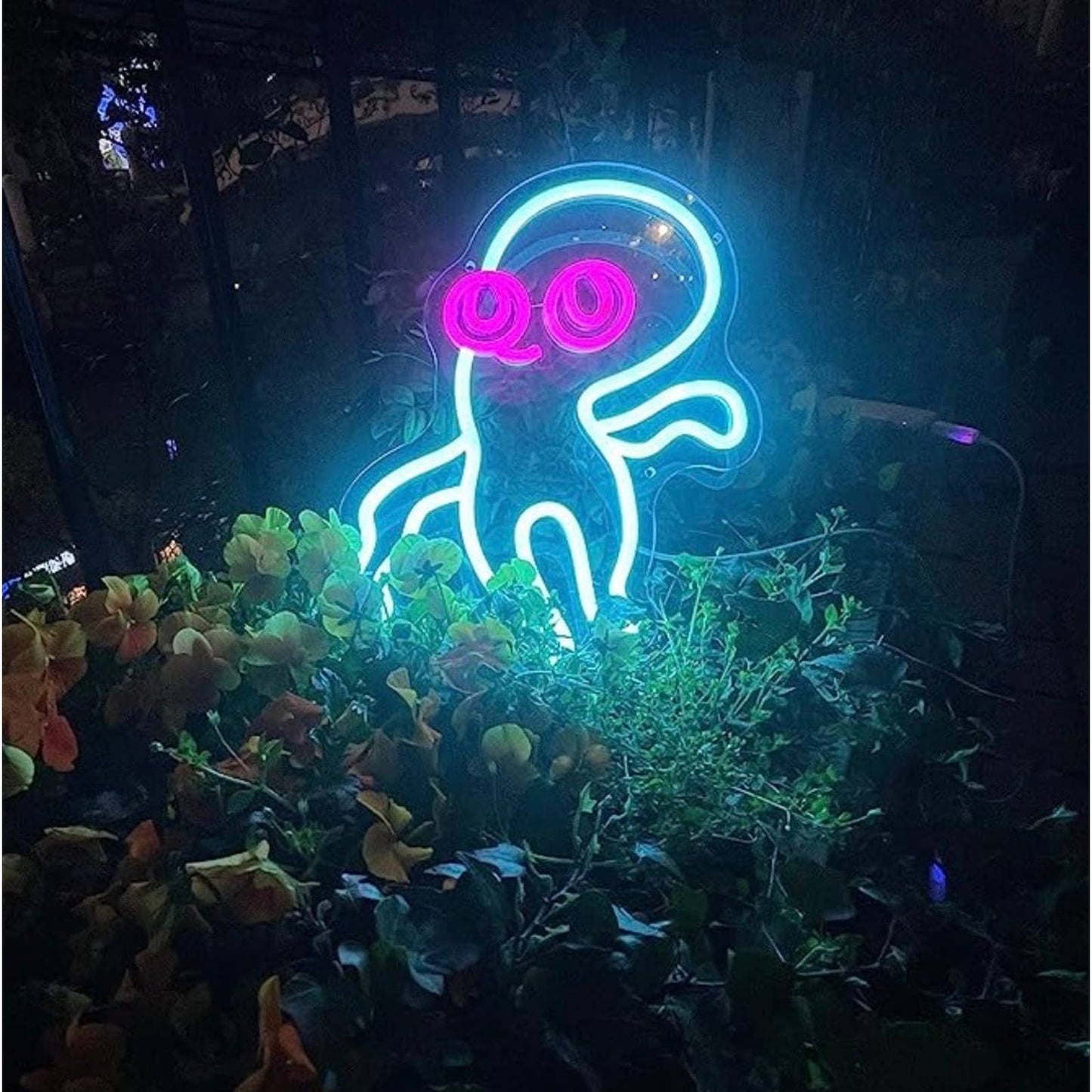 Cute Bright Blue Happy Octopus LED Night Light Room Wall Decoration