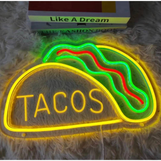 Vivid Bright Colorful Stuffed Tacos LED Night Food Room Wall Decoration
