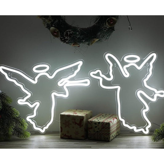 Lovely Bright White Twin Heaven Angels Halo LED Night Light Room Wall Decor