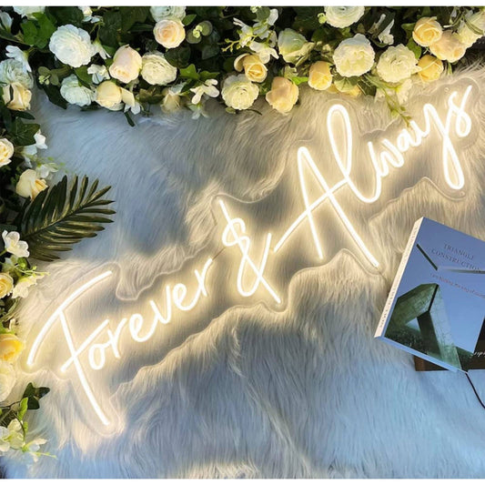 Super Large Bright White “Forever & Always” LED Love Night Light Room Wall Decor