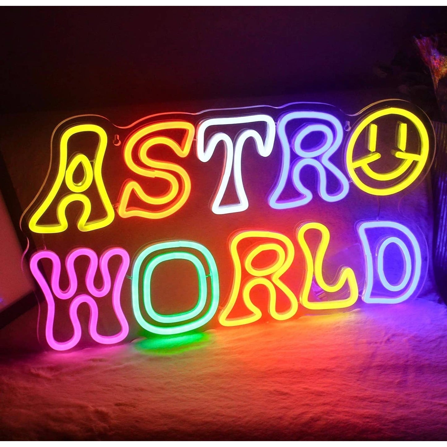 Fun Bright Colorful Rainbow Astro World Smiley Face LED Night Light Room Wall De