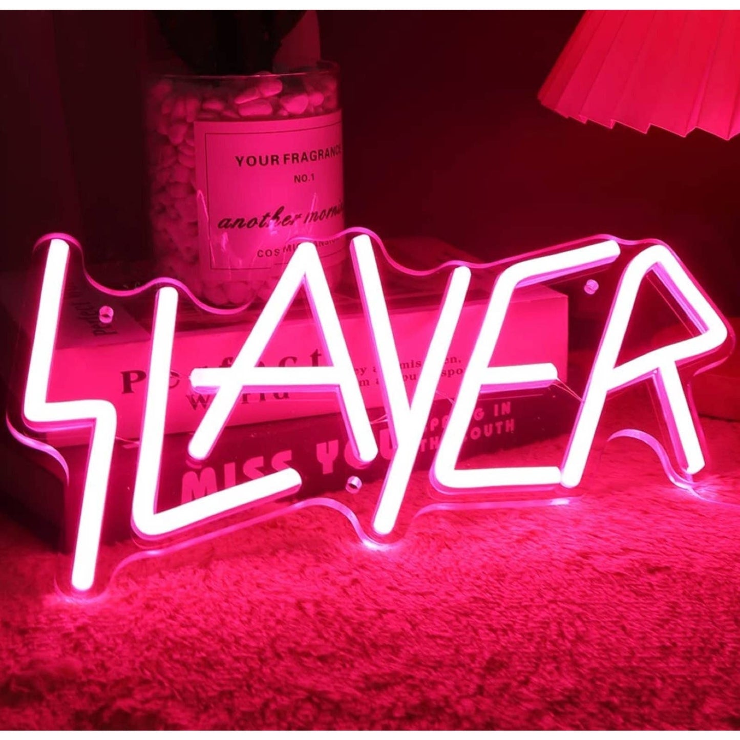 Bright Pink Slayer Metal Rock Music Band LED Night Light Concert Decoration