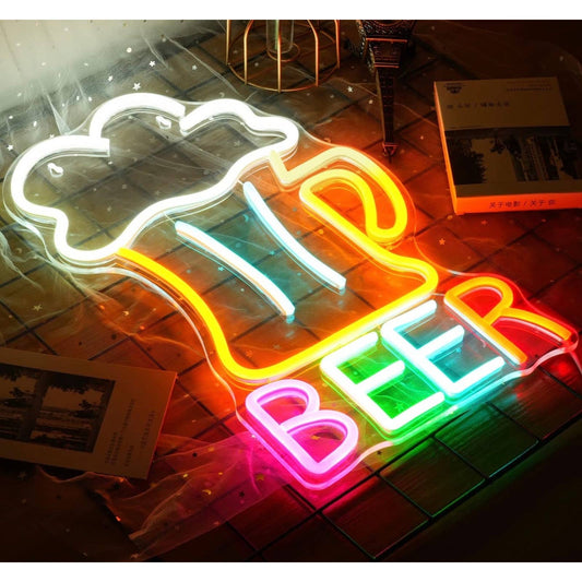 Bright Rainbow Beer Bar LED Night Light Sign Wall Decor
