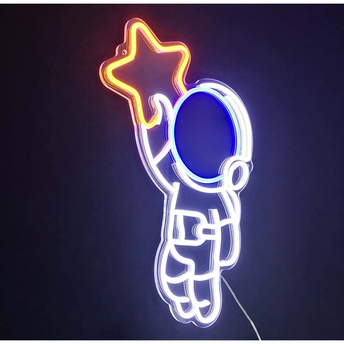 Cute Baby Astronaut Catching a Star LED Night Light Sign Room Wall Decoration