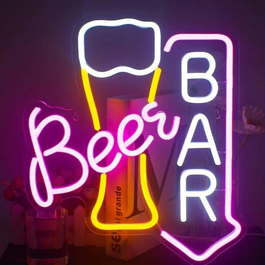 Bright Pink Bar Beer Arrow LED Night Light Room Wall Party Decor