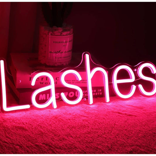 Lovely Bright Pink Lashes Salon Shop Business LED Light Sign Room Wall Decor