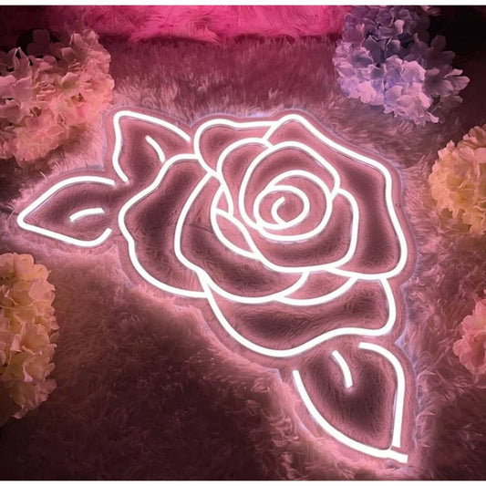 Adorable Bright Soft Pink Rose LED Night Light Love Room Wall Art Decoration