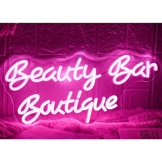 Lovely Bright Pink “Beauty Bar Boutique” LED Night Light Room Wall Decor