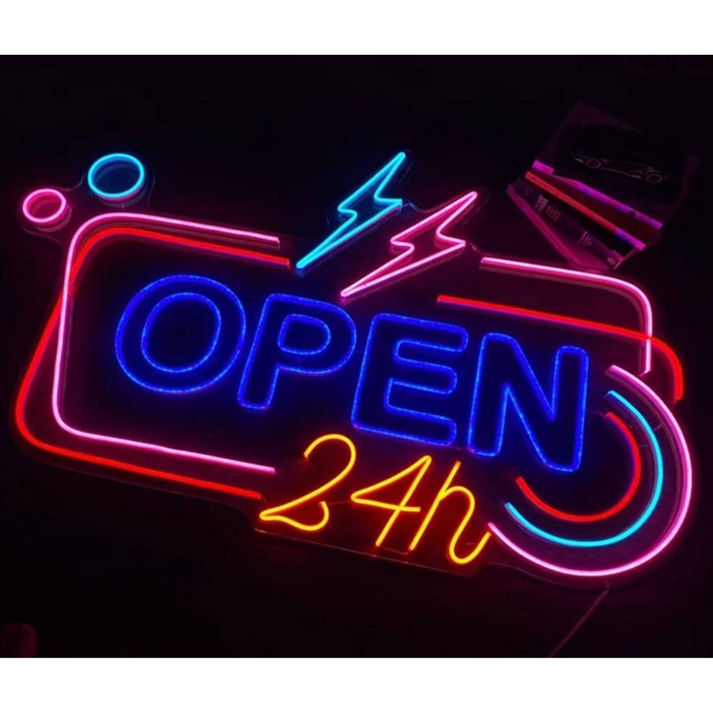 Quality Colorful Bright Unique Open Thunderbolt LED Light Sign Wall Window Decor