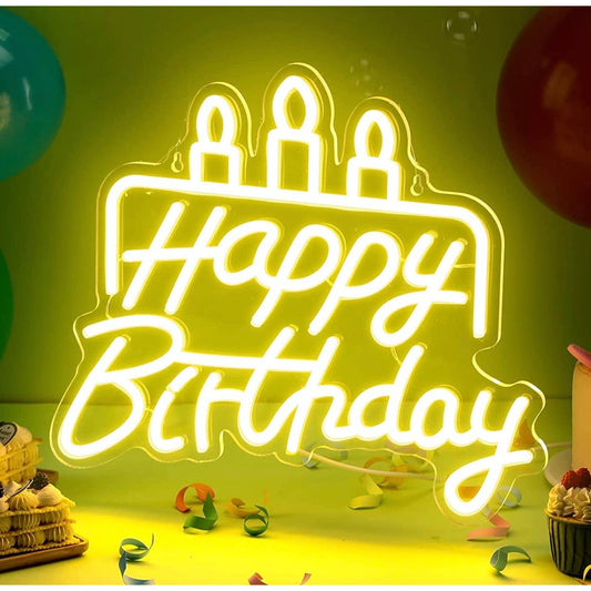 Fun Bright Happy Birthday Cake Candle LED Night Light Room Wall Party Decor