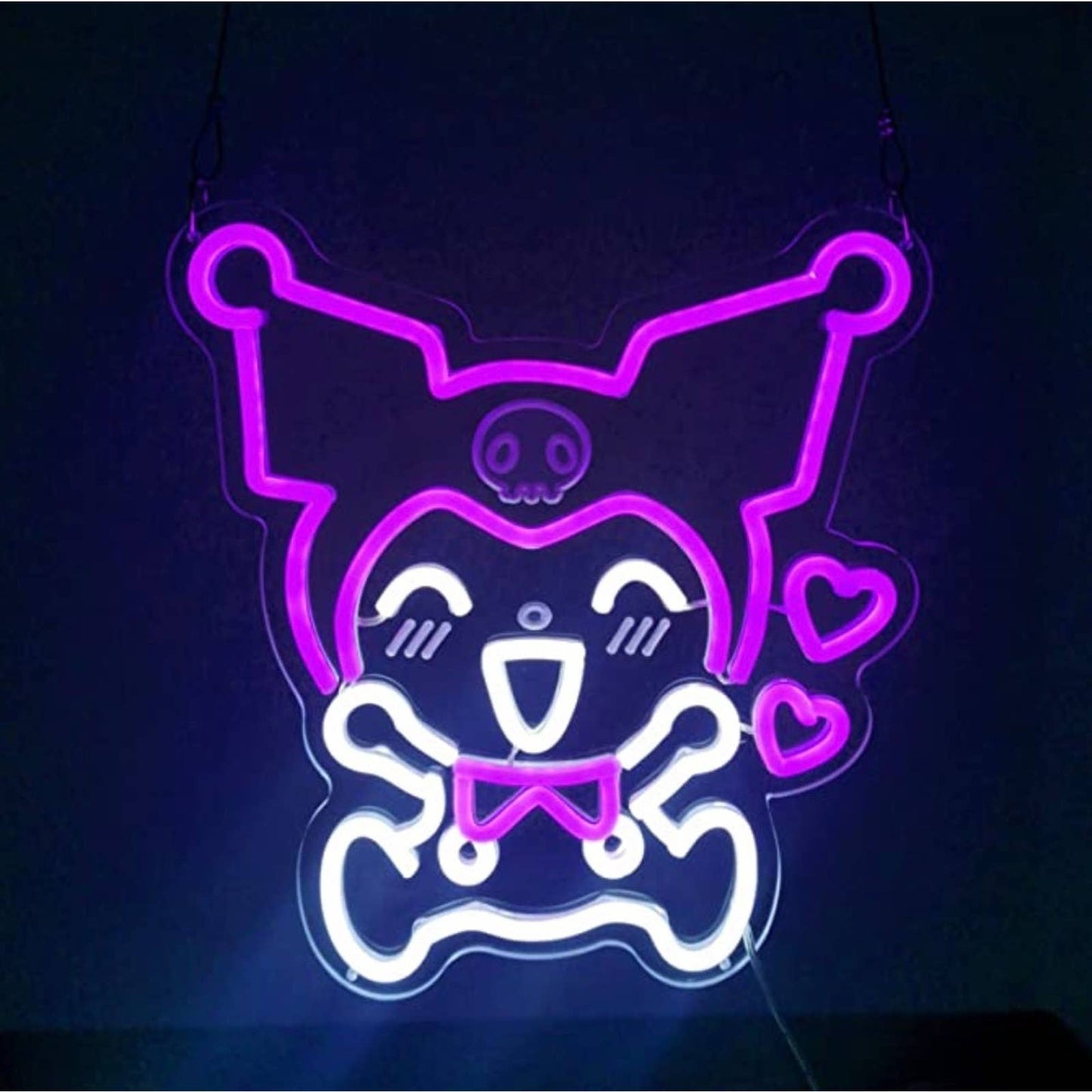 Cute Bright Pink Happy Kuromi Anime LED Night Light Anime Japan Room Wall Decor