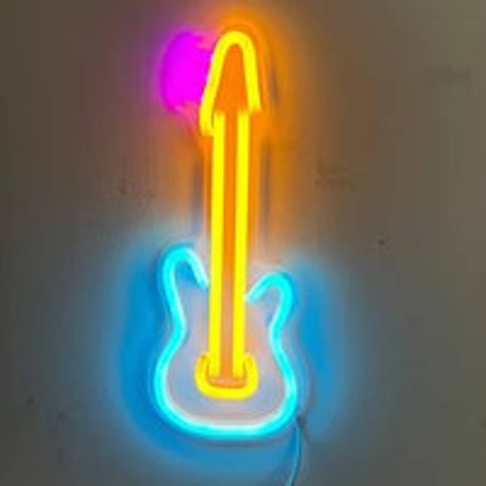 Lovely Bright Colorful Electric Guitar LED Night Light Music Room Wall Decoratio