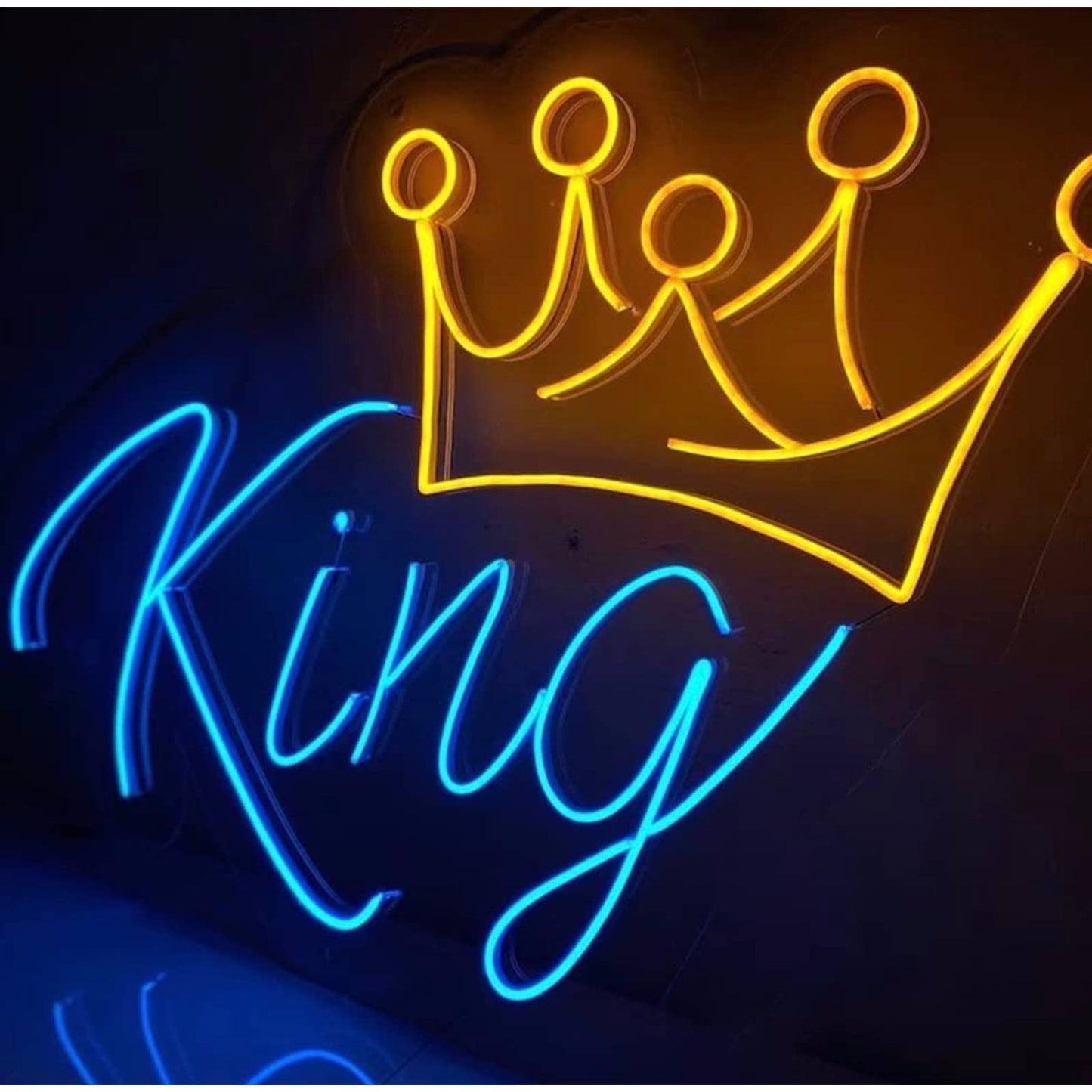 Lovely Bright Blue Yellow King Crown LED Night Light Room Wall Decoration