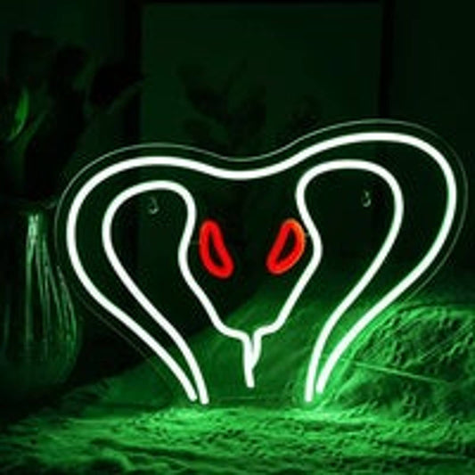 Vivid Bright Green Red Eye Cobra Snake LED Night Light Room Wall Decoration