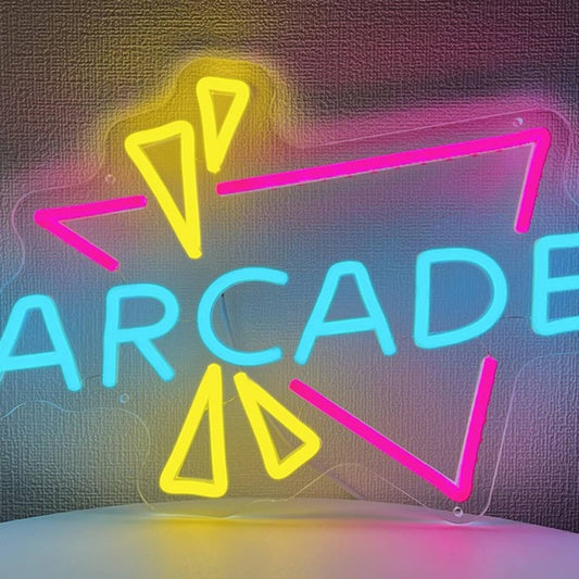 Fun Vivid Bright Pink Triangle Arcade Retro LED Night Light Game Room Decor