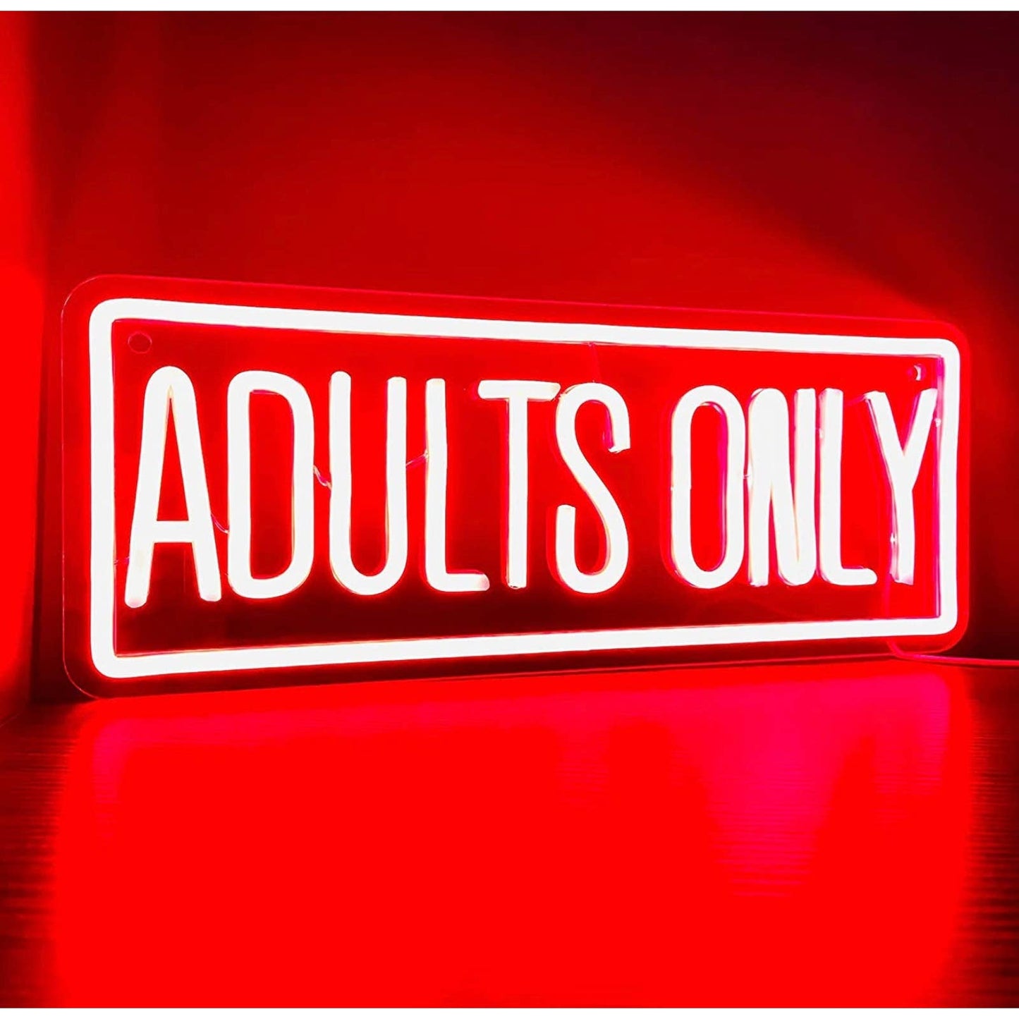 Bright Red Adults Only LED Night Light Sign Room Wall Decoration