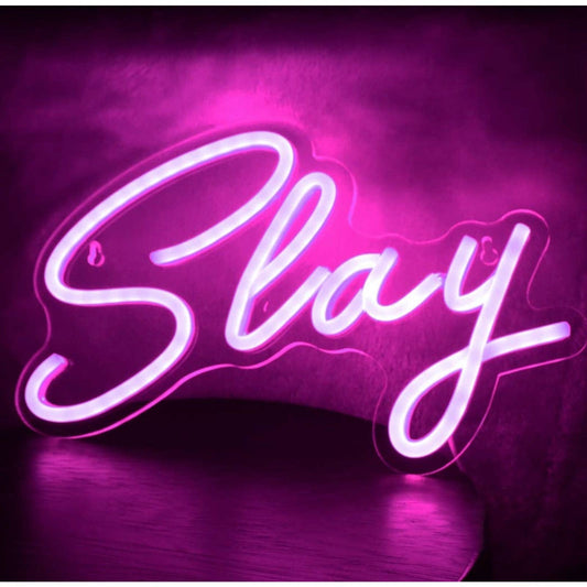 Bright Pink Slay LED Night Light Sign Room Wall Decor