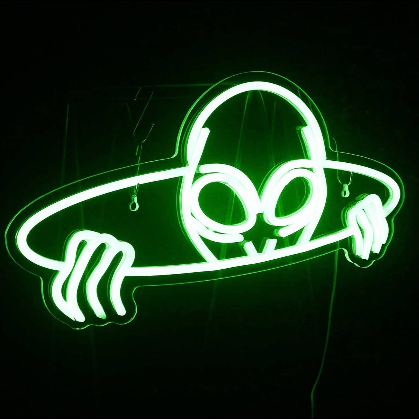 Fun Bright Green Peeking Alien LED Night Light Room Wall Decoration