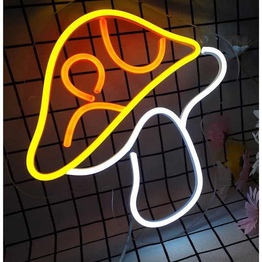 Lovely Warm Yellow / Orange Mushroom LED Night Light Room Wall Decoration