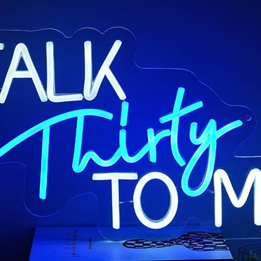 Fun Bright Blue “Talk Thirty To Me” LED Night Light Room Wall Party Decor