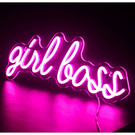 Lovely Bright Pink “Girl Boss” LED Night Light Room Wall Decoration