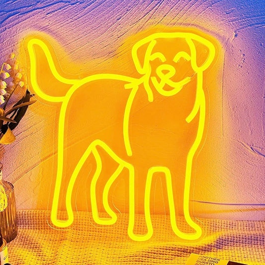 Fun Vivid Bright Yellow Happy Labrador Retriever Puppy Dog LED Light Pet Decor