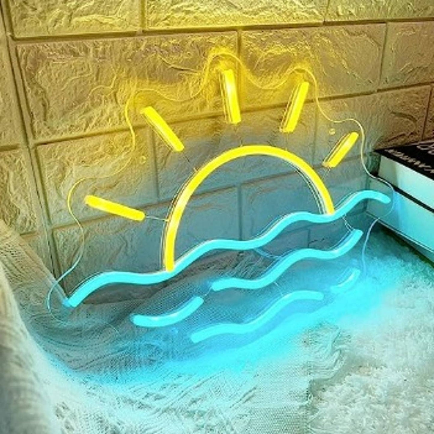 Calming Vivid Bright Sun Rise Over the Ocean LED Night Light Room Wall Decor