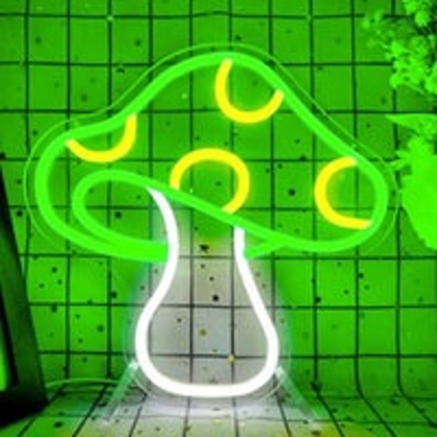 Vivid Bright Green Spotted Mushroom LED Night Light Room Wall Decoration