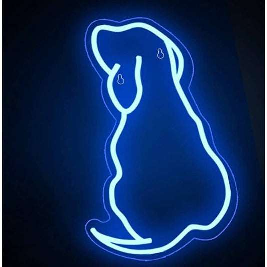 Simple Cute Blue Puppy Dog and Tail LED Night Light Room Wall Decor