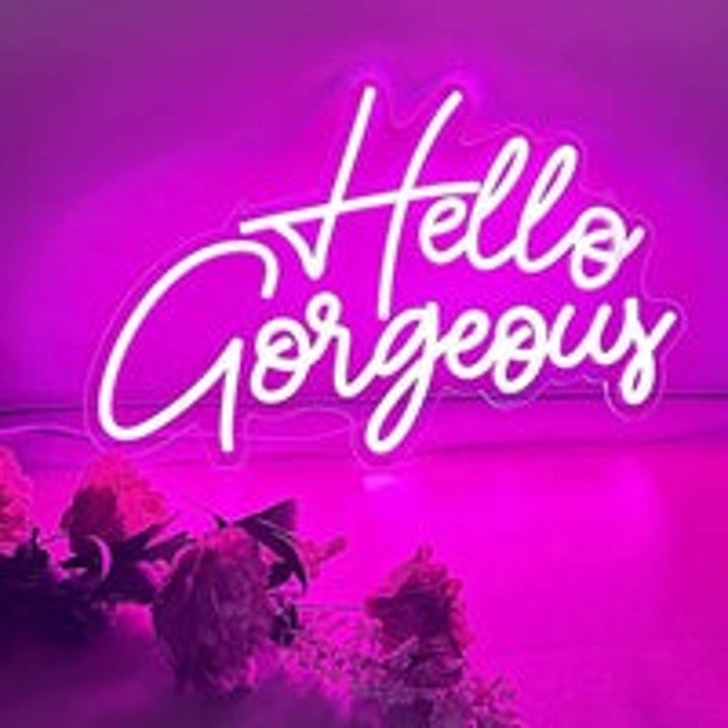 Adorable Vivid Bright Pink Hello Gorgeous LED Night Light Room Wall Decoration