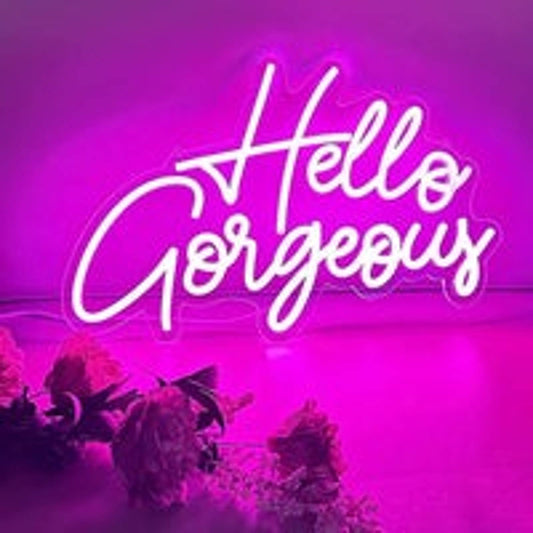 Adorable Vivid Bright Pink Hello Gorgeous LED Night Light Room Wall Decoration