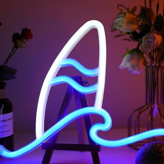 Fun Bright Deep Blue Ocean Waves Surf Board LED Night Light Room Wall Decor