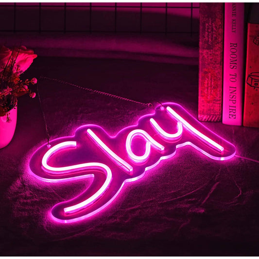 Lovely Bright Pink Slay LED Night Light Hanging Room Wall Decoration