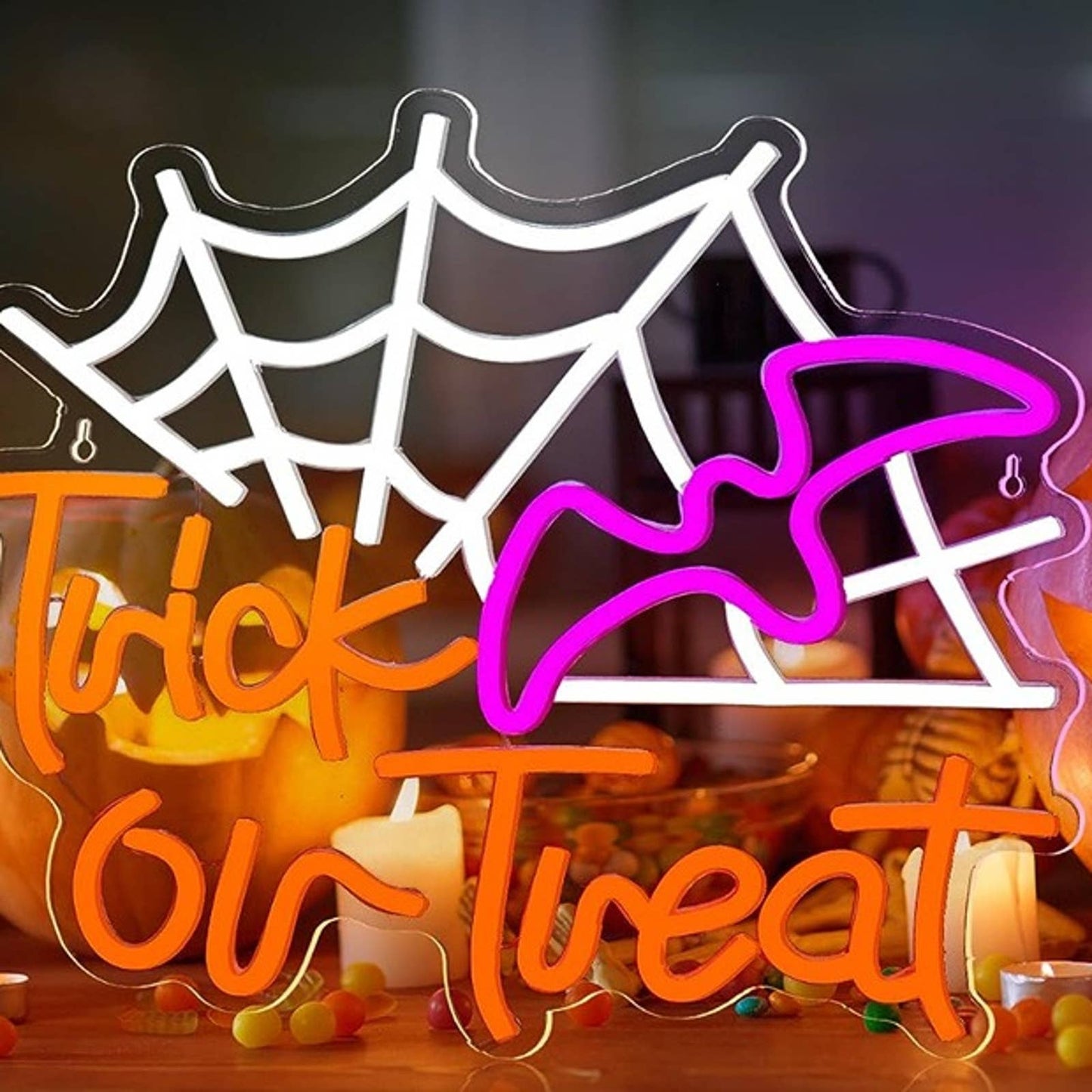 Vivd Fun Bright Bat / Spiderweb Trick or Treat LED Light Halloween Decor