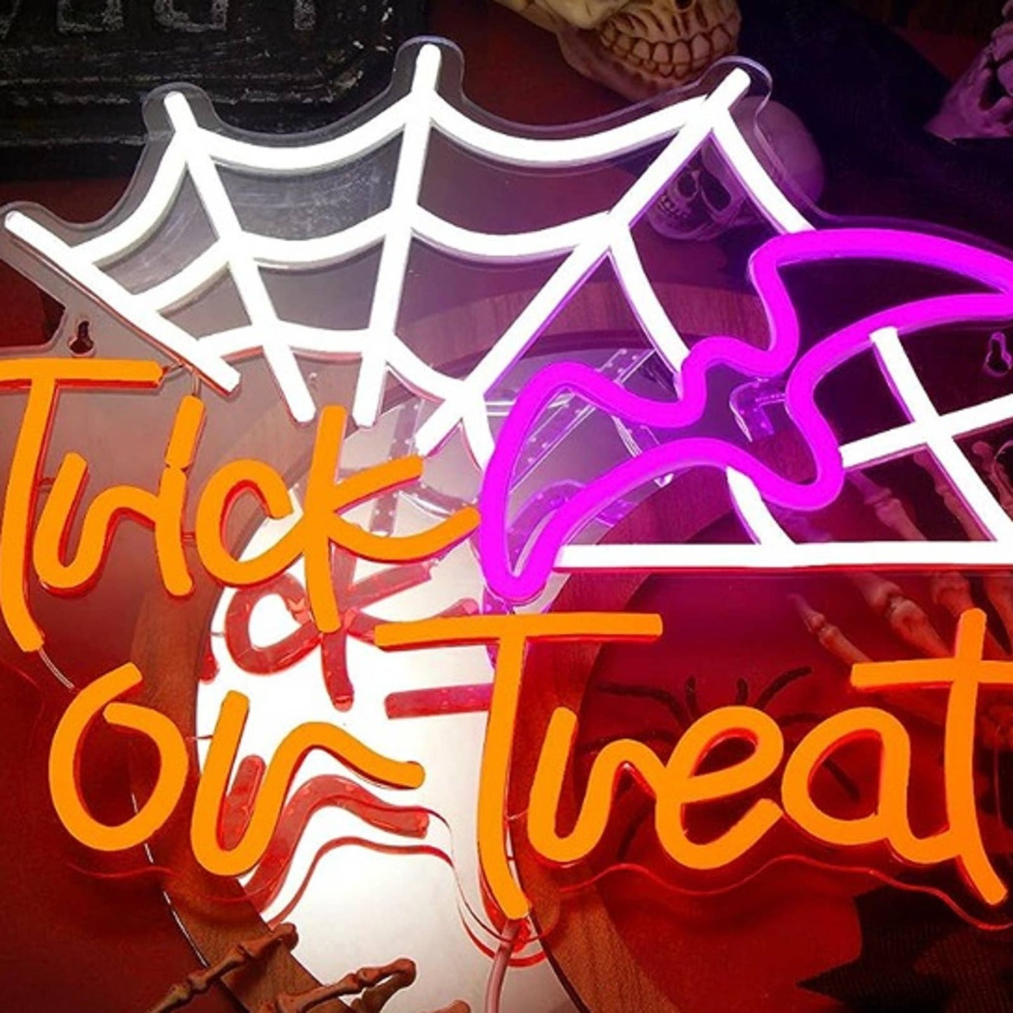 Vivd Fun Bright Bat / Spiderweb Trick or Treat LED Light Halloween Decor
