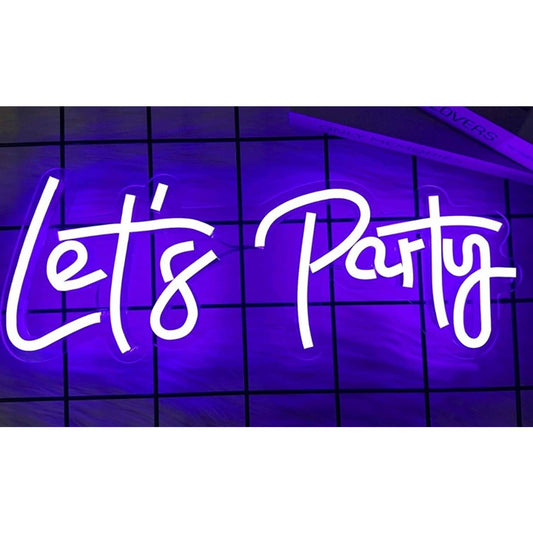Fun Vivid Bright Purple “Let’s Party” Led Night Light Room Wall Decor