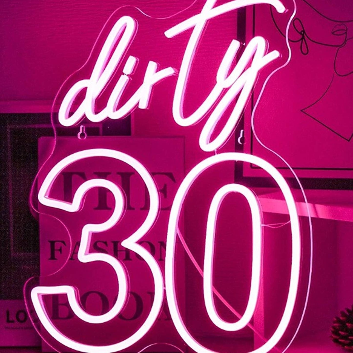 Fun Bright Pink Dirty 30 LED Night Light Birthday Room Wall Decoration