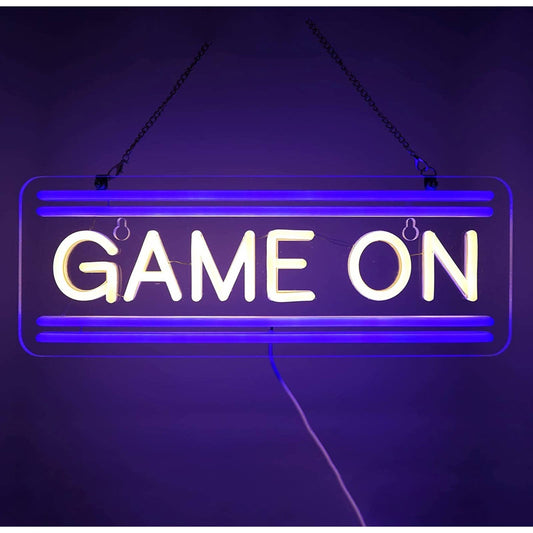 Fun Bright Blue / White Double Bar Game On LED Night Light Game Room Decoration