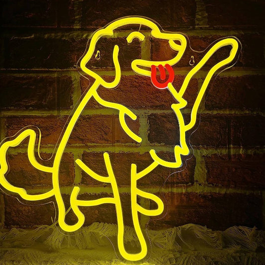 Adorable Bright Waving Pawing Golden Retriever Puppy Dog LED Night Light Pet Dec