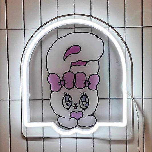 Lovely Bright White Bunny Looking Out the Window LED Night Light Room Decor