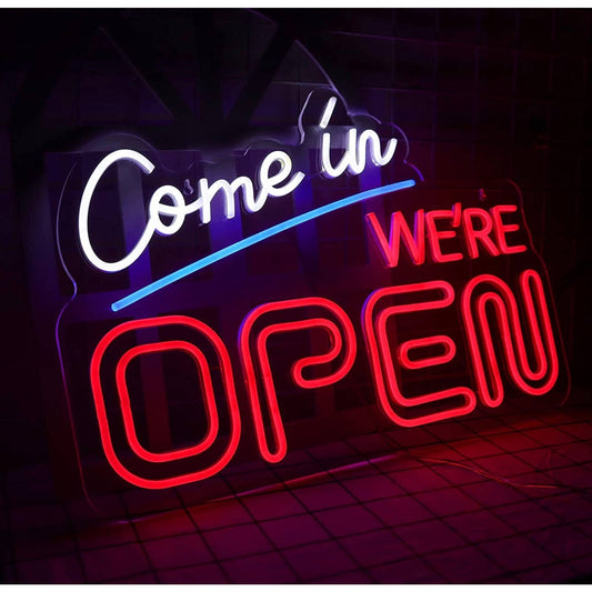 Large Bright “Come in, We’re OPEN” LED Business Store Window Light Sign